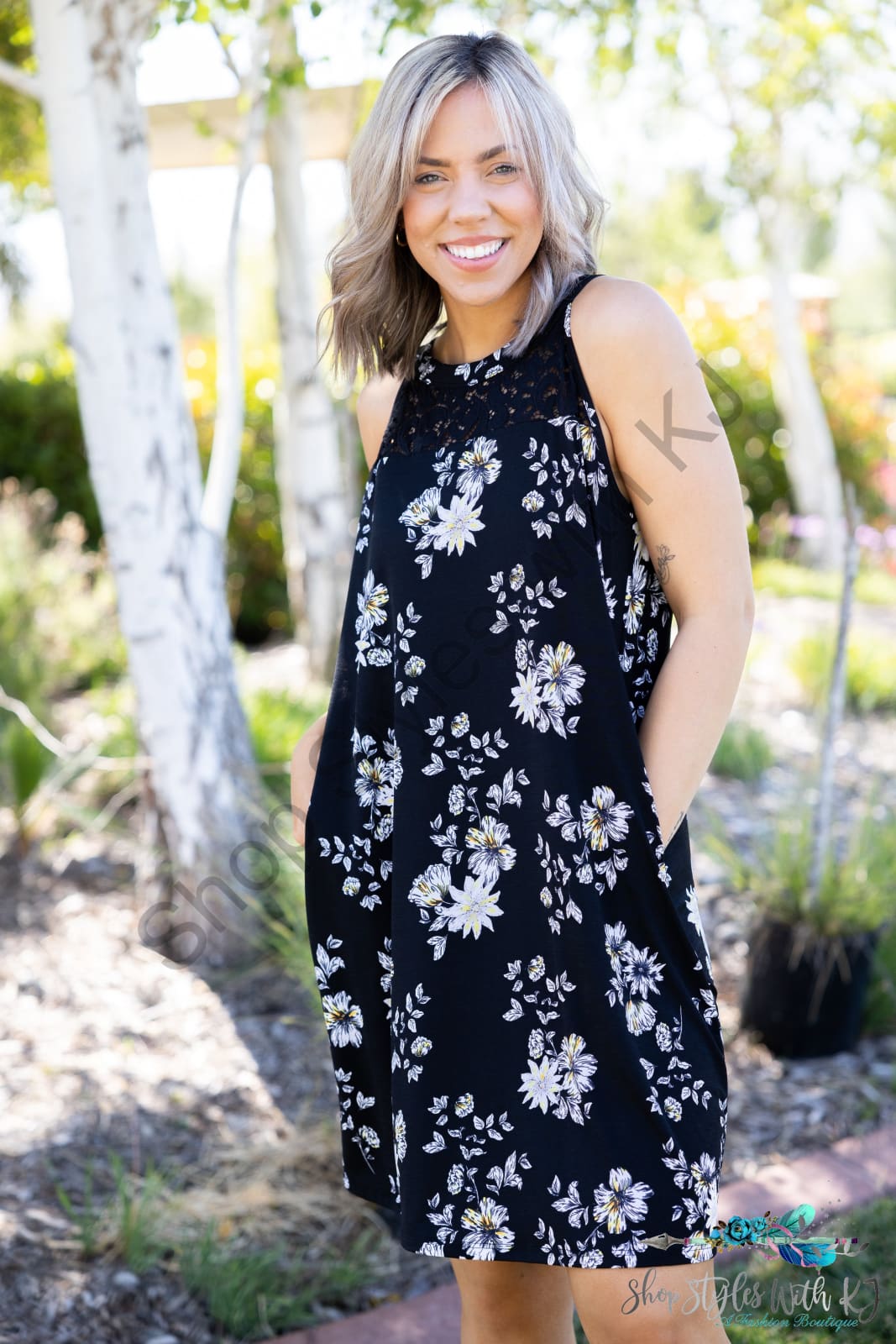 Floral Lace Trim Dress