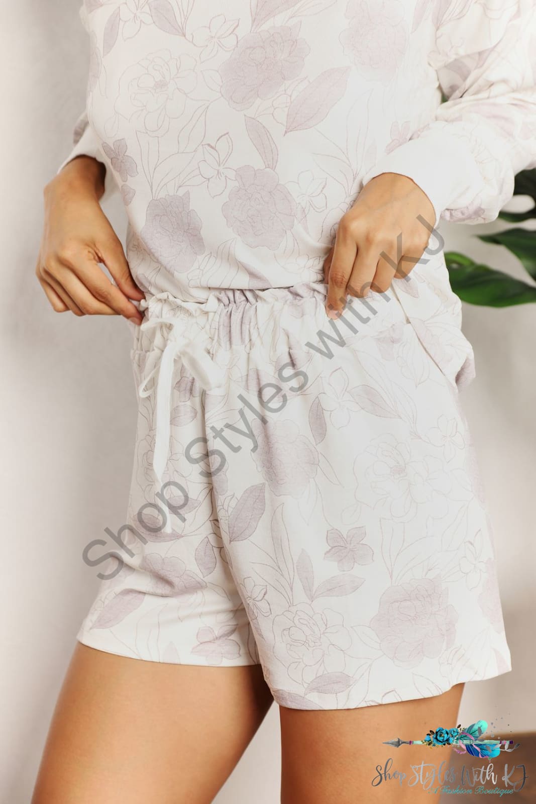 Double Take Floral Long Sleeve Top And Shorts Loungewear Set Sleepwear &