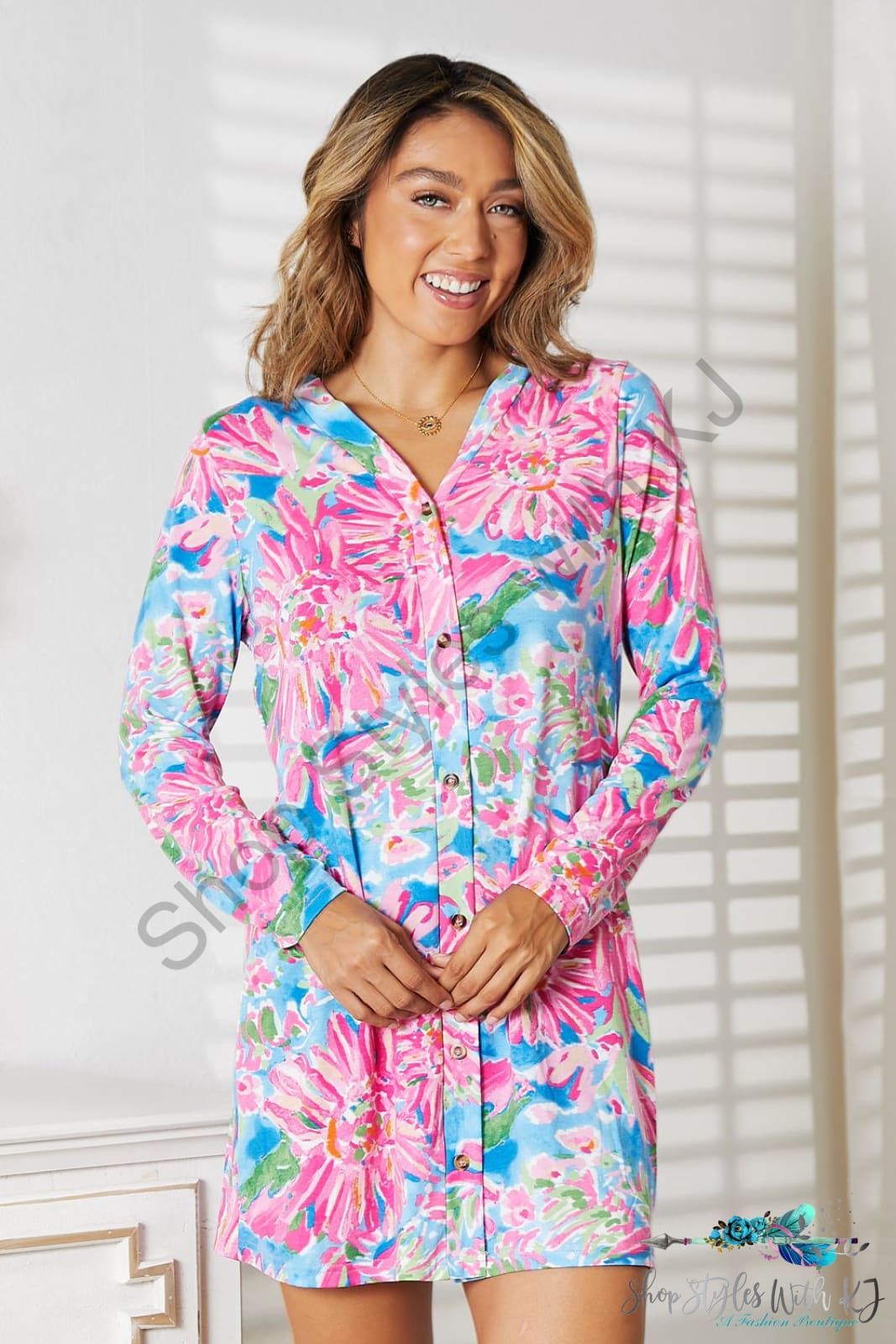 Double Take Floral Open Front Long Sleeve Cardigan