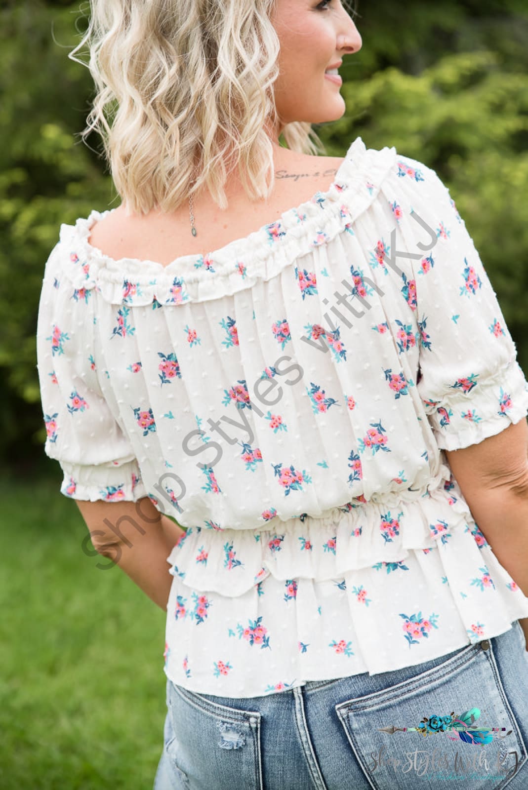 Florals Forever Top White Birch