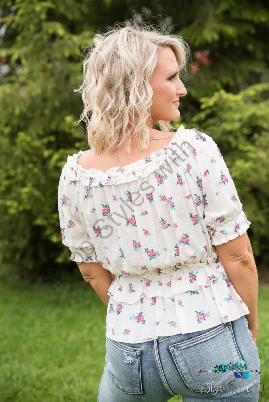 Florals Forever Top White Birch