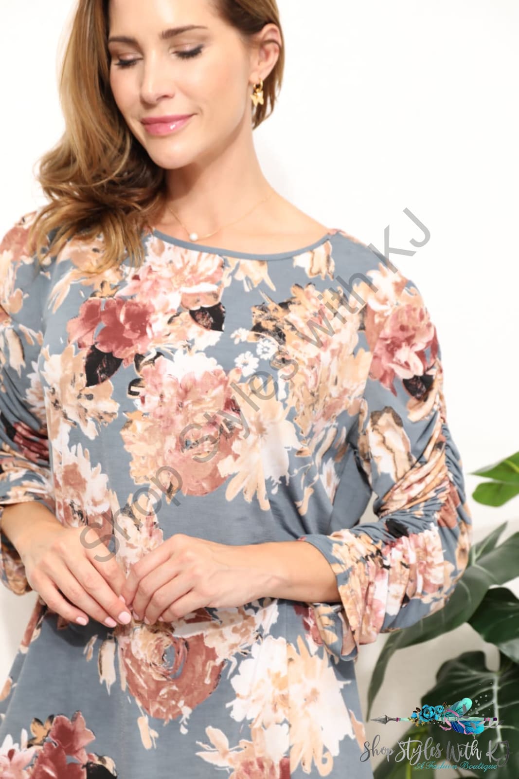 Flower Print Long Sleeve Top Shirts & Tops