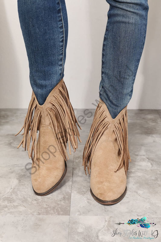 Legend Womens Fringe Cowboy Western Ankle Boots Tan / 6 Shoes