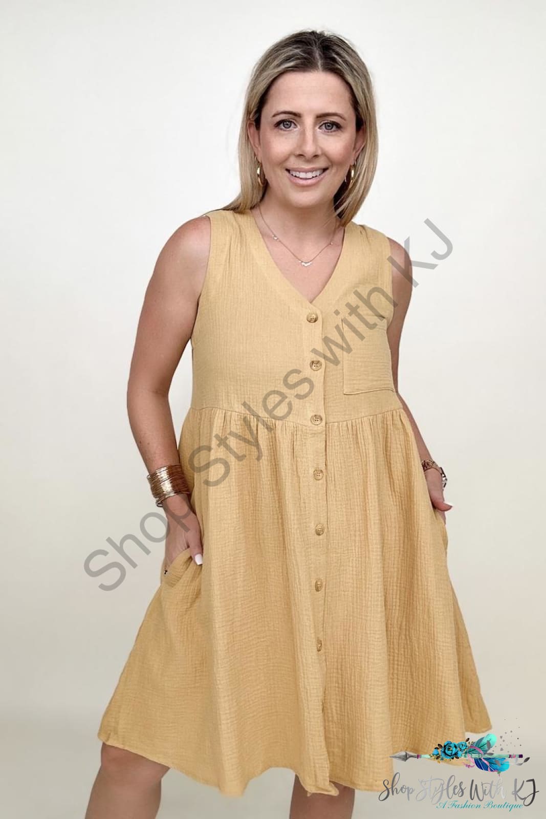 Gauze Babydoll Dress Mustard / S Mini Dresses