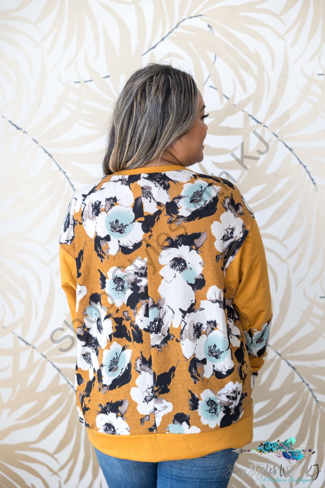 Golden Floral Pullover Lastcall