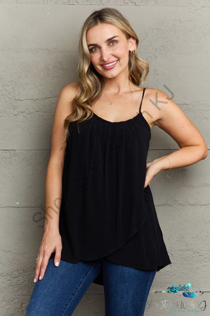 Ninexis Hang Loose Tulip Hem Cami Top Black / S