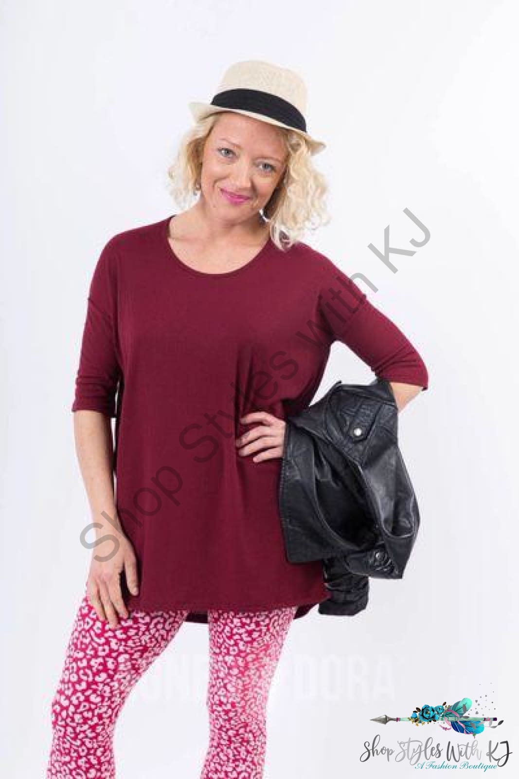 Hi-Lo Tunic Burgundy Ribbed Tunic