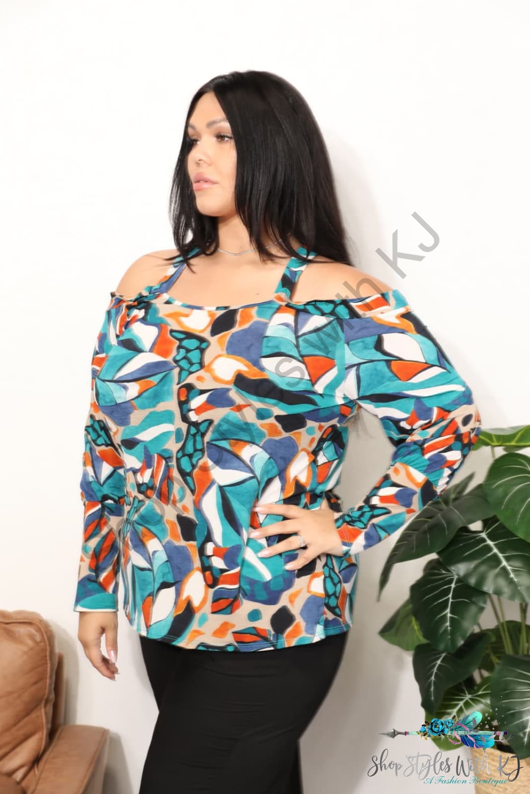 Sew In Love Full Size High Neck Off Shoulder Criss Cross Top Shirts & Tops