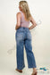 High Rise Distressed Wide Leg Cropped Jeans