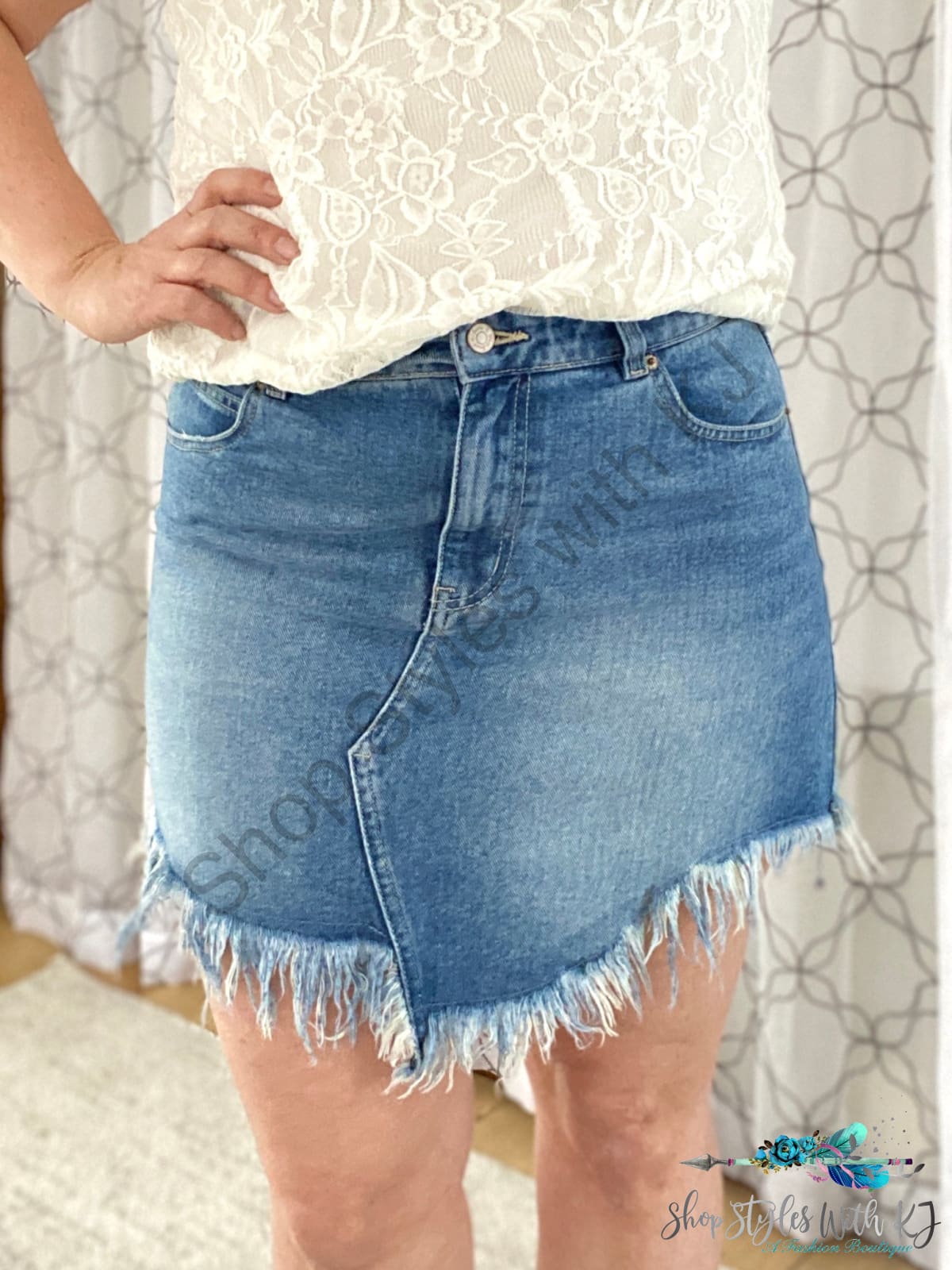 In The Summertime Denim Skirt White Birch