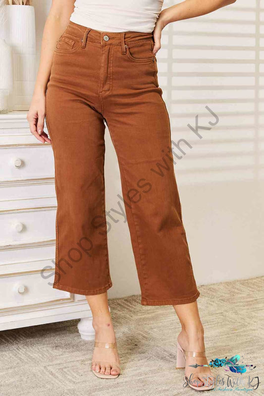 Judy Blue Full Size Straight Leg Cropped Jeans Caramel / 0(24)