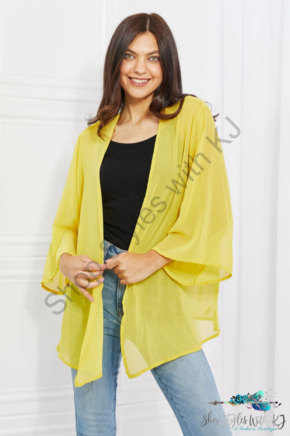 Just Breathe Chiffon Kimono In Yellow Banana / S/M Kimonos