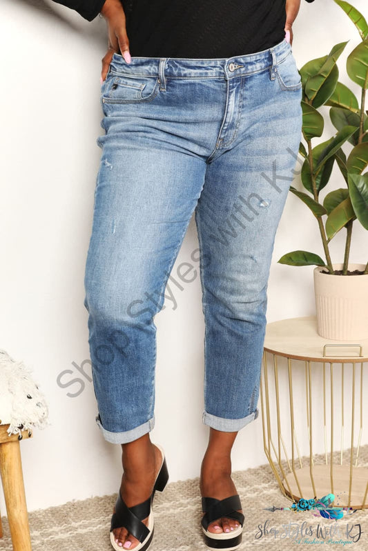 Kancan Full Size Mid Rise Slim Boyfriend Jeans Medium / 0(23)