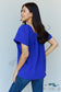 Ninexis Keep Me Close Square Neck Short Sleeve Blouse In Royal