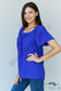 Ninexis Keep Me Close Square Neck Short Sleeve Blouse In Royal