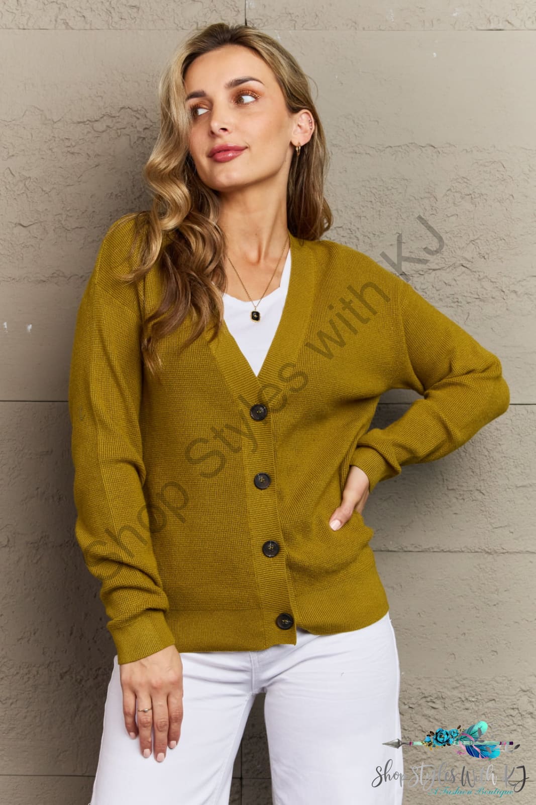 Zenana Kiss Me Tonight Full Size Button Down Cardigan In Chartreuse