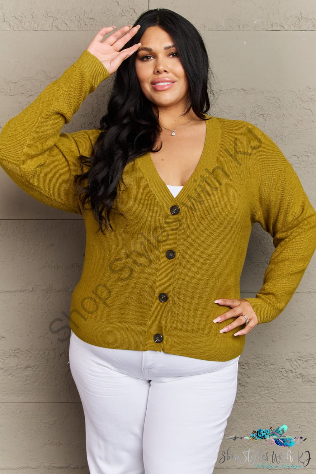 Zenana Kiss Me Tonight Full Size Button Down Cardigan In Chartreuse