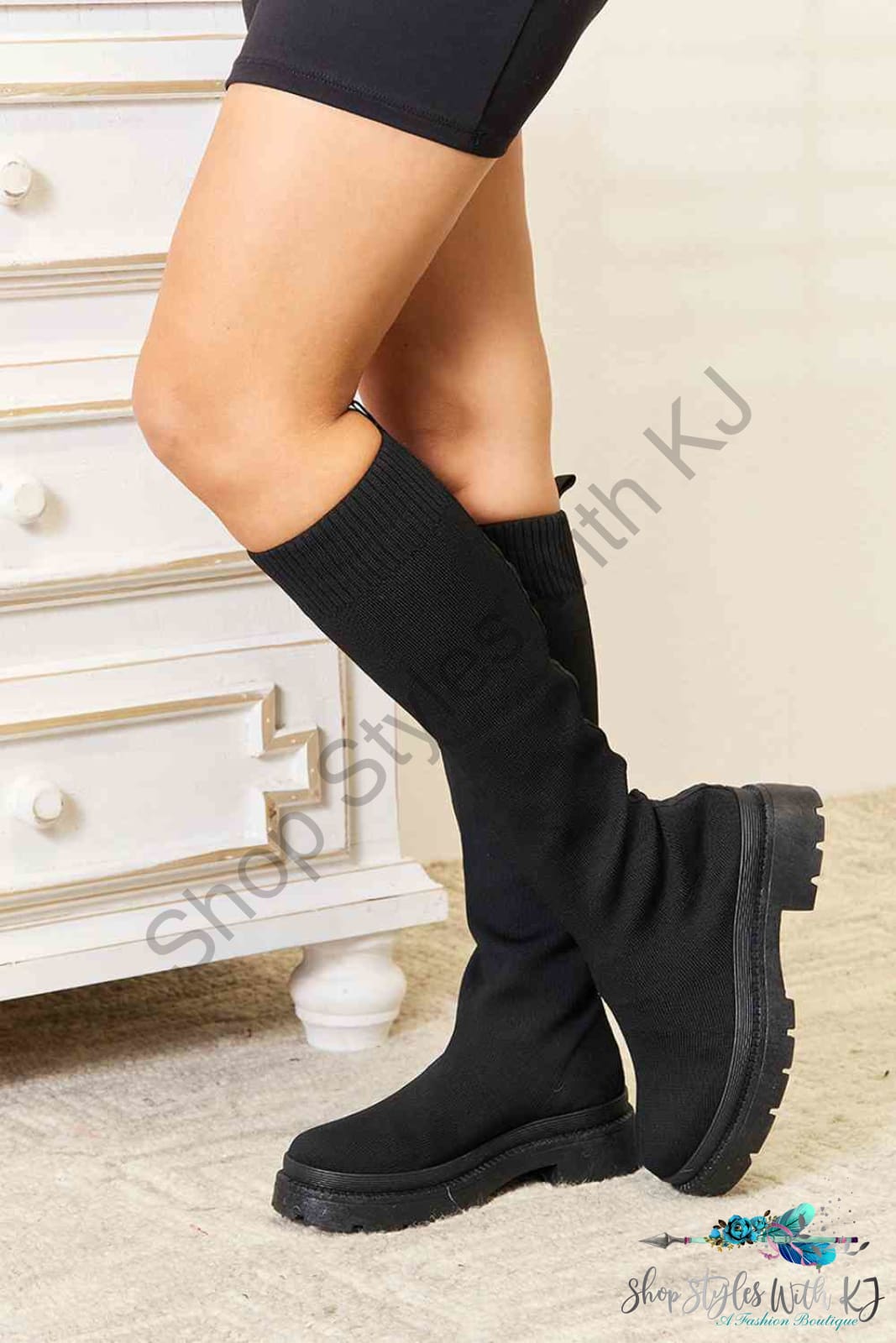 Wild Diva Footwear Knee High Platform Sock Boots Shoes