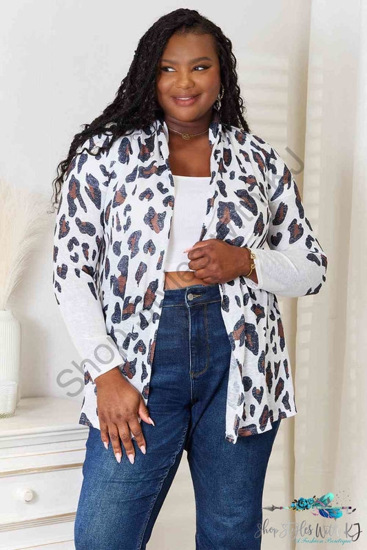 Leopard Long Sleeve Cardigan White / S Sweaters & Cardigans