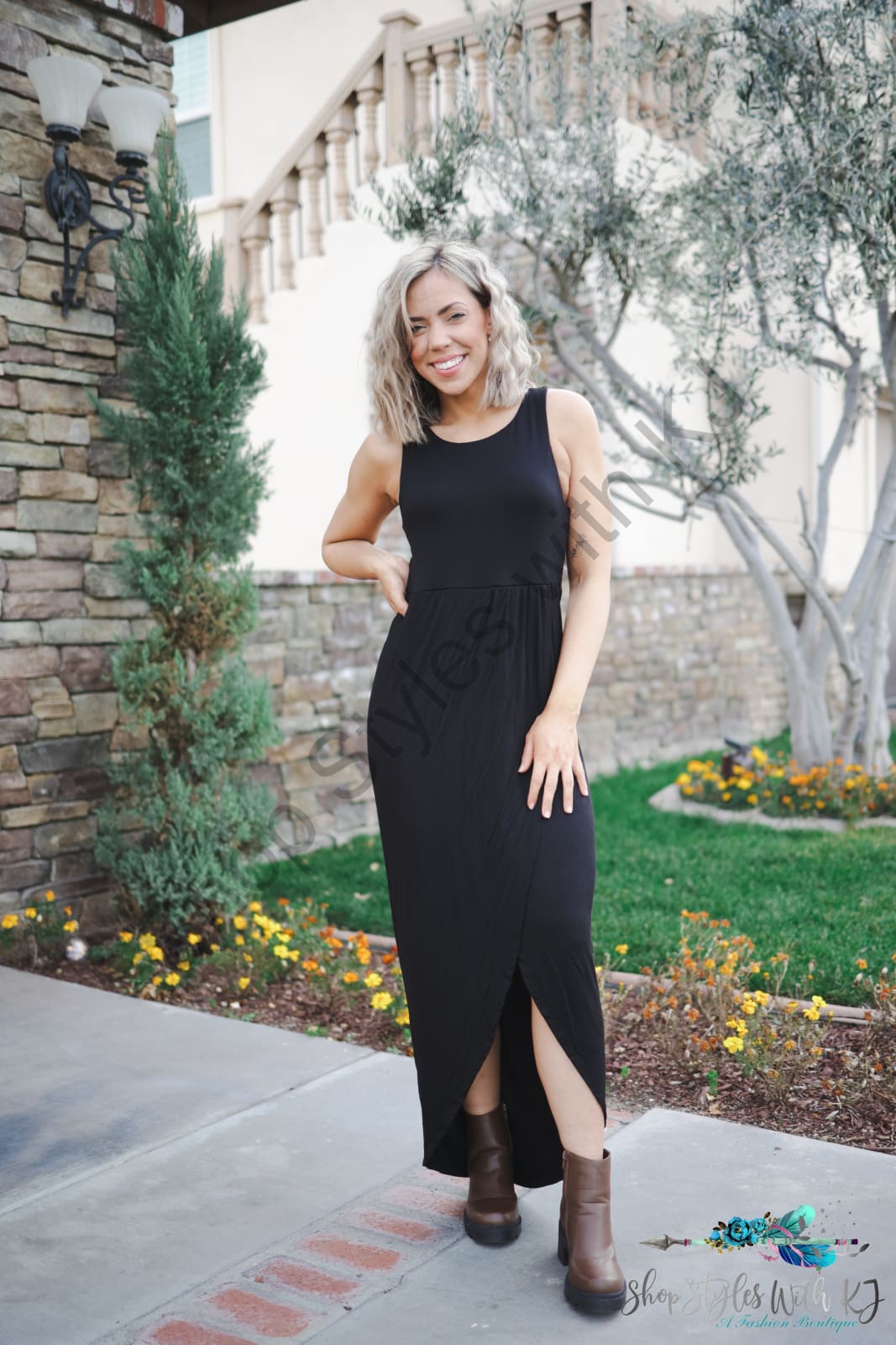 Lily Tulip Maxi Dress In Black Springintospring