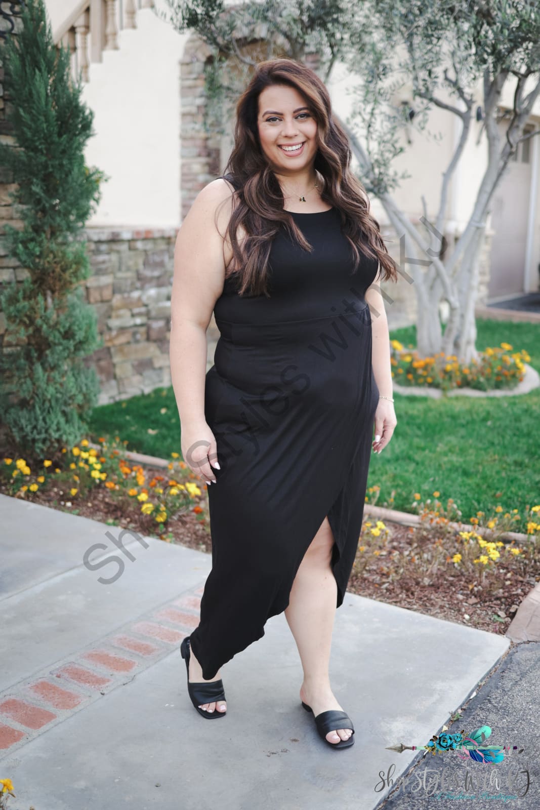 Lily Tulip Maxi Dress In Black Springintospring