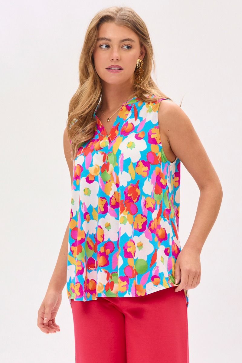 Dear Scarlett Lizzy Tank Top in Floral Aqua