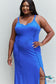 Culture Code Look At Me Full Size Notch Neck Maxi Dress With Slit In Cobalt Blue