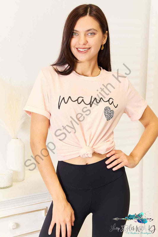 Simply Love Mama Heart Graphic T-Shirt Dusty Pink / S