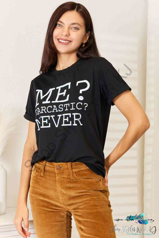 Simply Love Letter Graphic Round Neck T-Shirt Black / S