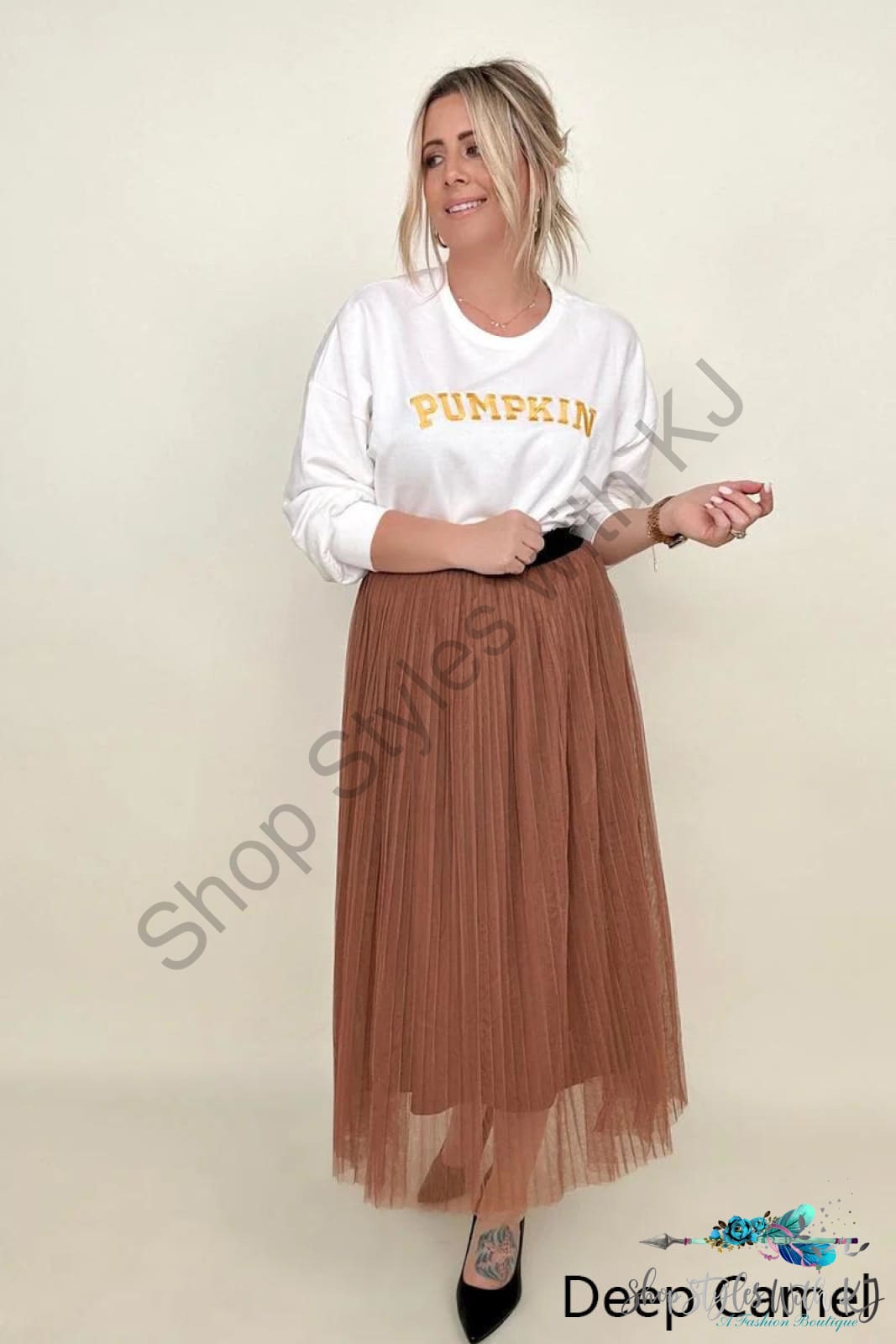 Mesh Pleated Maxi Skirt Skirts