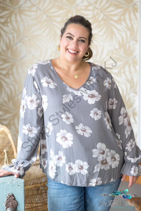 Misty Floral Long Sleeve Top Lastcall