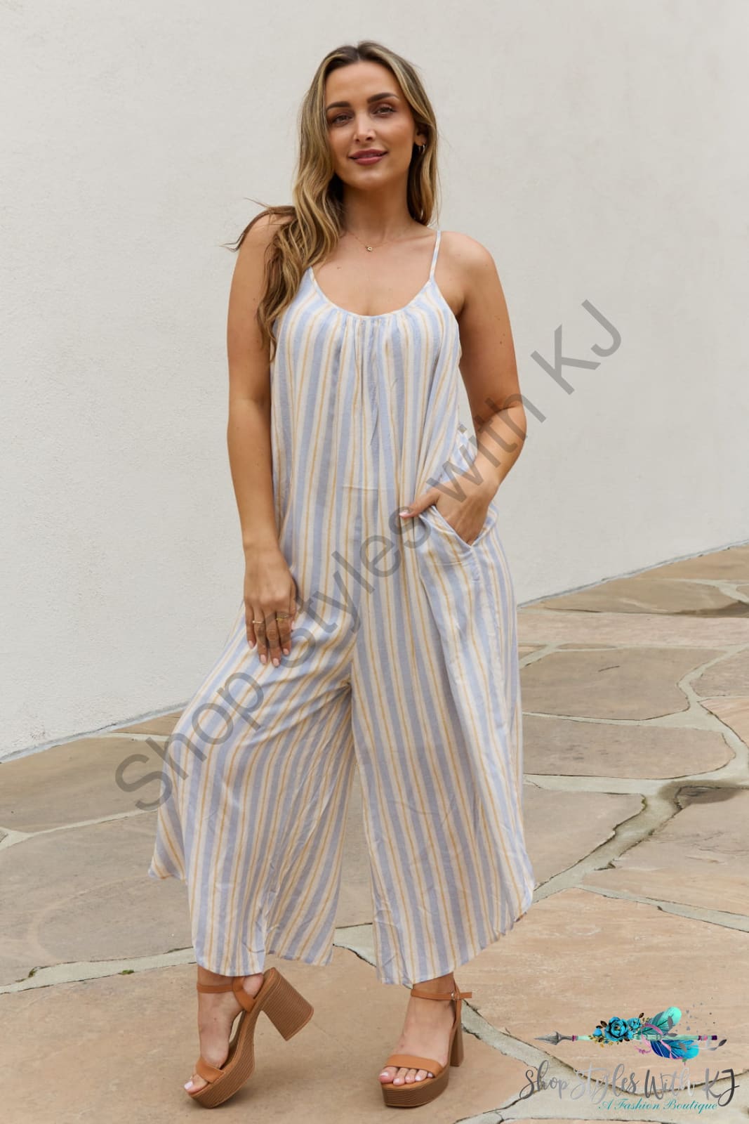 Multi Colored Striped Jumpsuit With Pockets Jumpsuits & Rompers