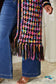 Double Take Full Size Multicolored Open Front Fringe Hem Cardigan