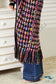 Double Take Full Size Multicolored Open Front Fringe Hem Cardigan