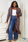 Double Take Full Size Multicolored Open Front Fringe Hem Cardigan