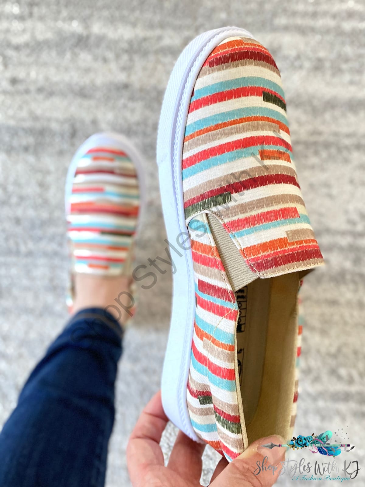 My Boho Striped Sneakers Ms-Everglades