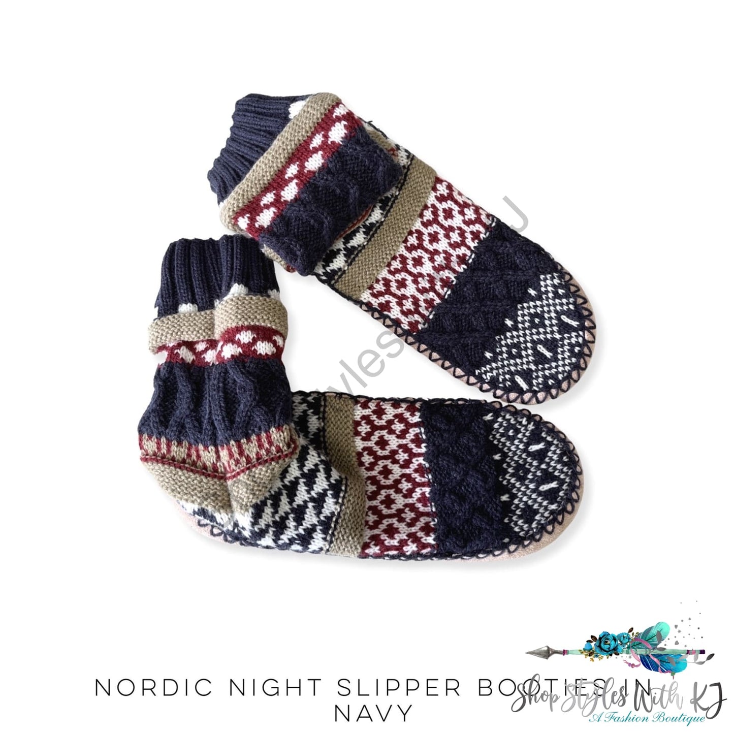 Nordic Night Slipper Booties In Navy Urbanista