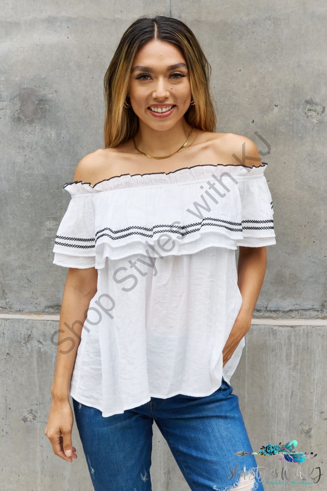 Off The Shoulder Ruffle Blouse Shirts & Tops