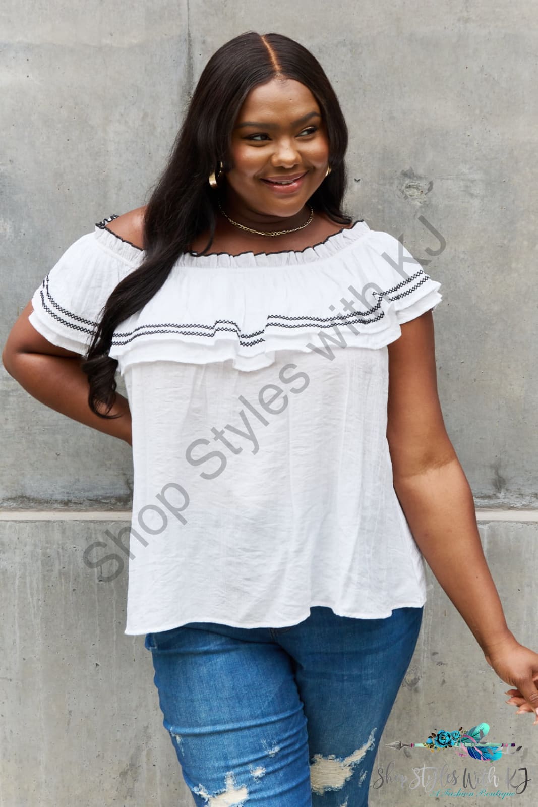 Off The Shoulder Ruffle Blouse White / S Shirts & Tops