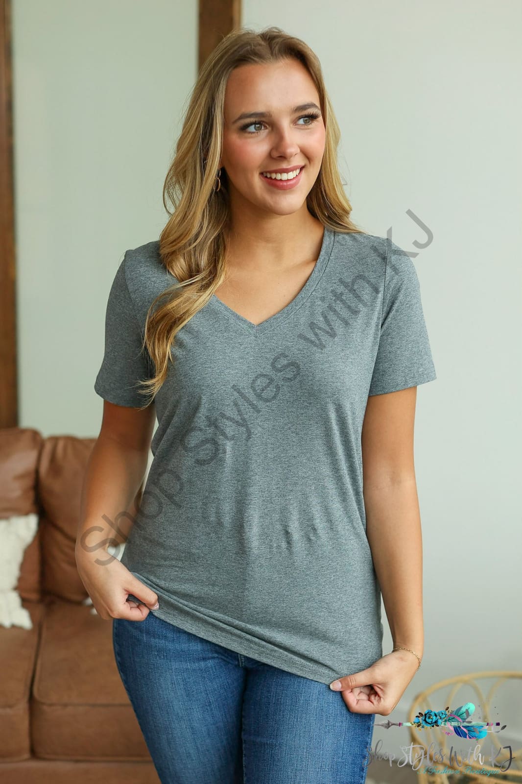 In Stock Olivia Tee - Charcoal Tops