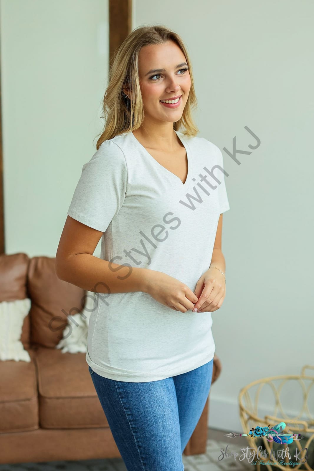 In Stock Olivia Tee - Oatmeal Tops