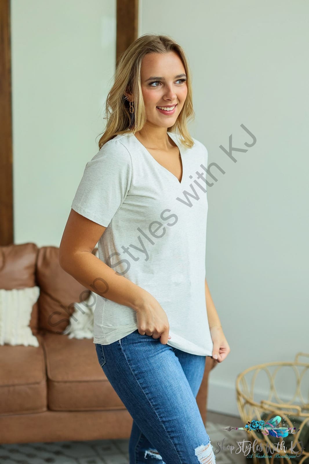 In Stock Olivia Tee - Oatmeal Tops