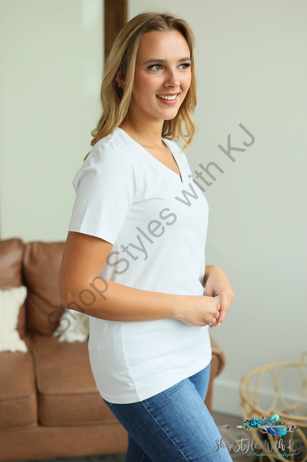 In Stock Olivia Tee - White Tops