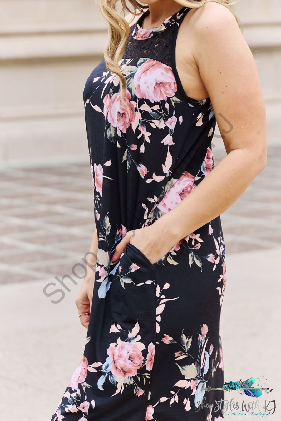 On A Journey Floral Lace Detail Sleeveless Dress Dresses
