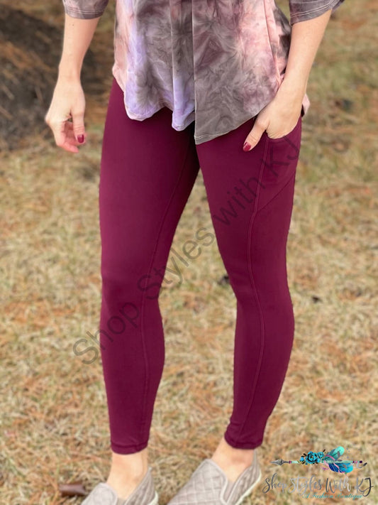 On The Go Leggings In Burgundy Rae Mode