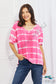 Yelete Full Size Oversized Fit V-Neck Striped Top Shirts & Tops