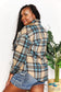 Double Take Plaid Curved Hem Shirt Jacket With Breast Pockets Coats & Jackets