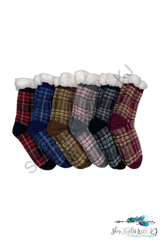 Plaid Fleece Lined Socks Gifts