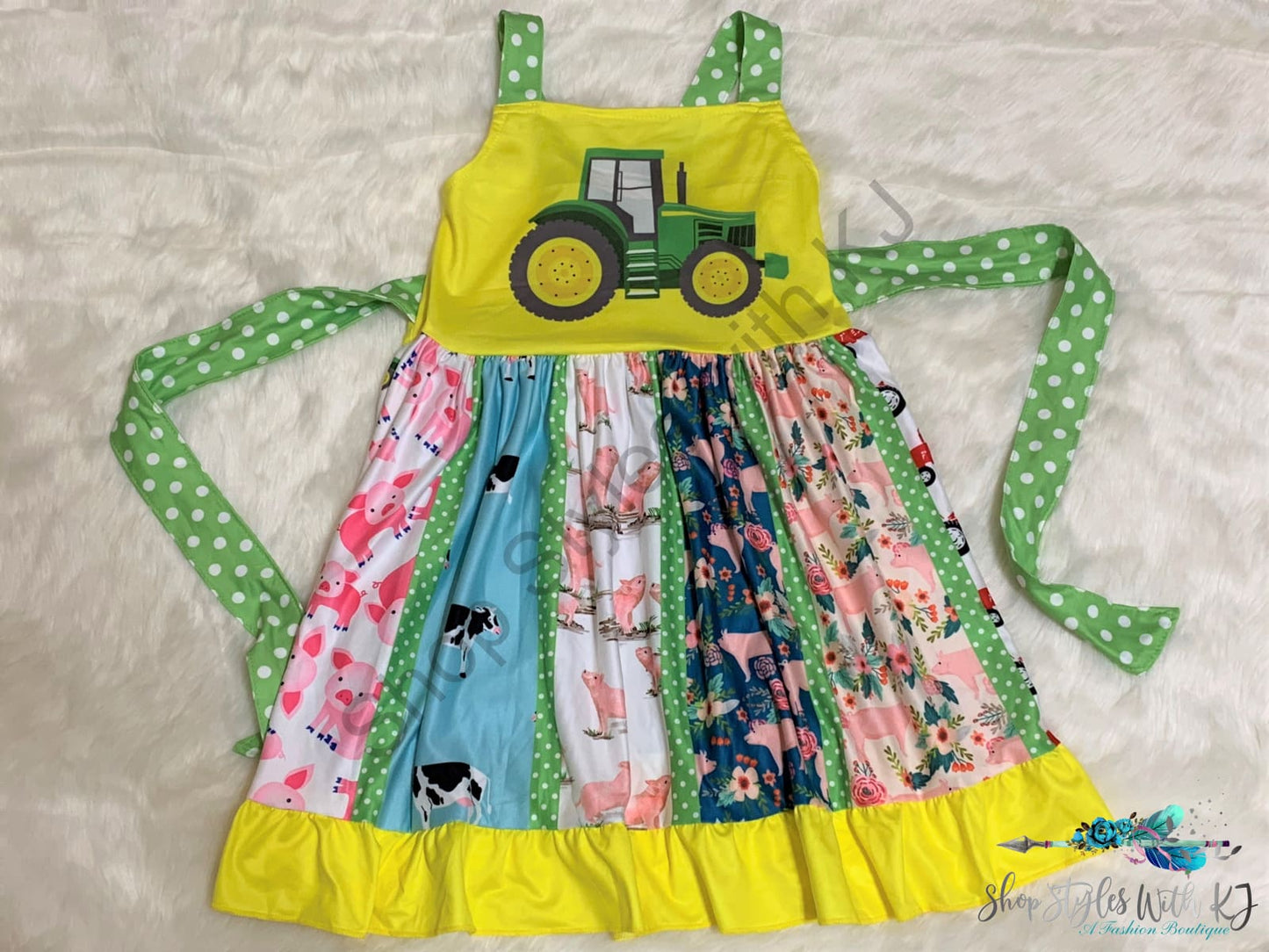 Farm Animal Tractor Dress Kids