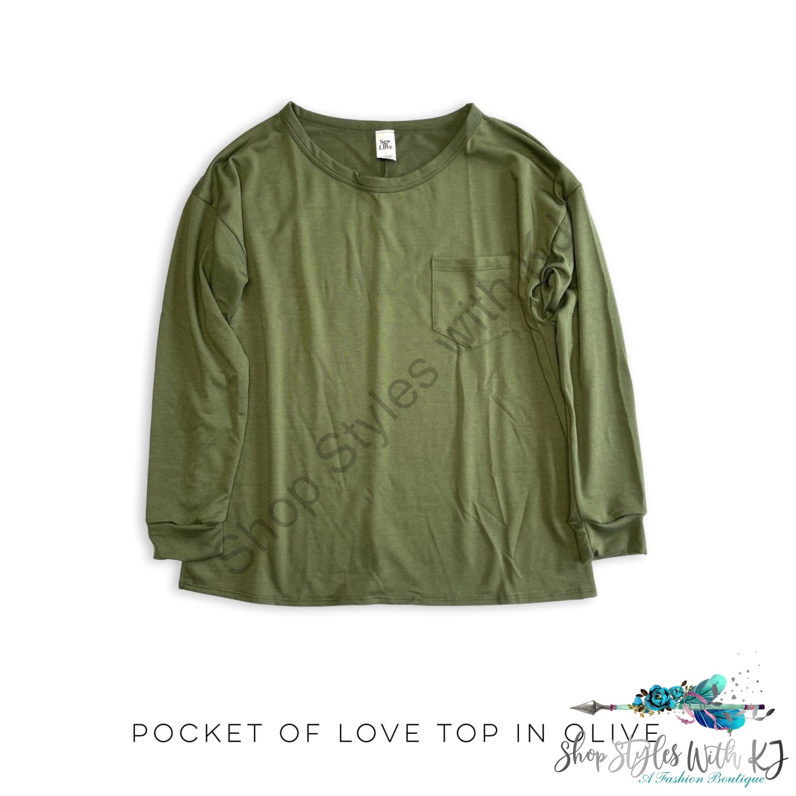 Pocket Of Love Top In Olive Sew